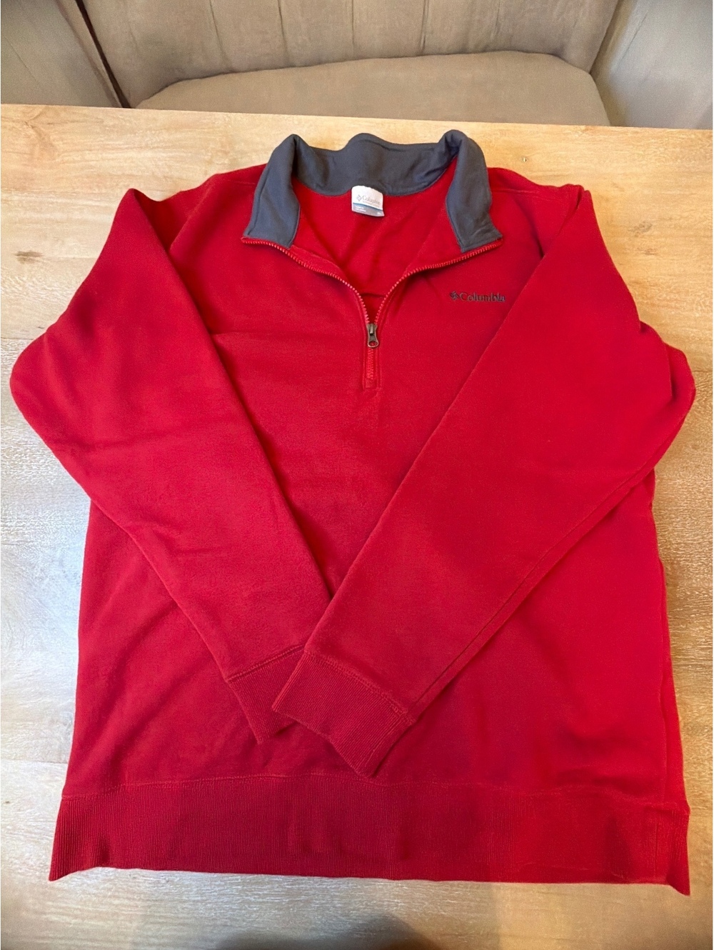 Columbia Mens Full Zip Fleece Jacket Steens Mountain Red Grey Size XL